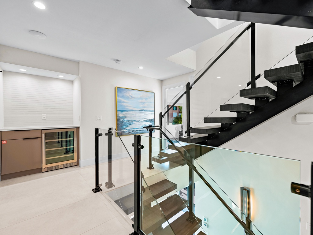 Bright stairway with modern touches