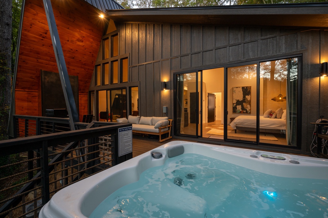A Place & Time - Creek Side Deck Offers Ample Seating and Gas Fireplace