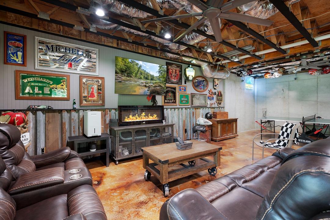 Meet Me At The Creek - Lower Level Entertainment Area with Electric Fireplace