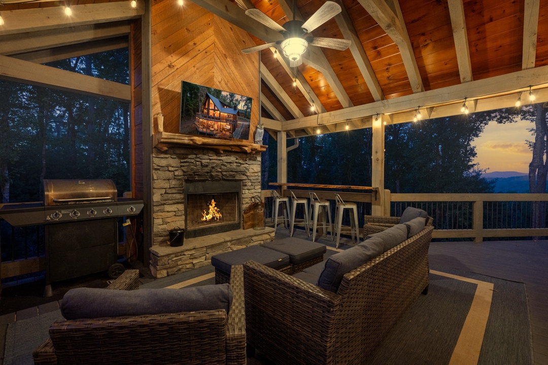 Screened Porch with Fireplace
