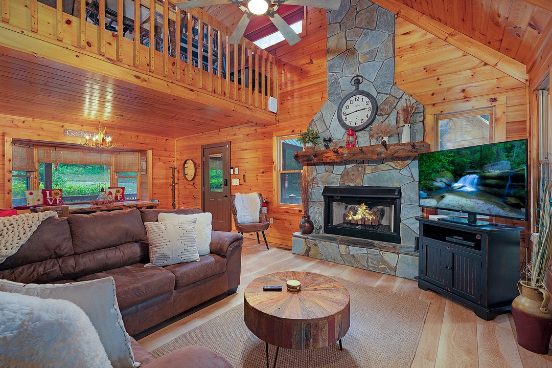 Bear Creek - Entry Level Living Room with Gas Fireplace