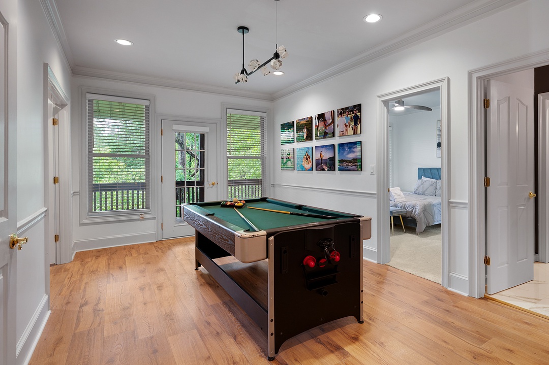 Modern Marble - Middle Level Entertainment Area with Pool Table/Hockey Table Combo