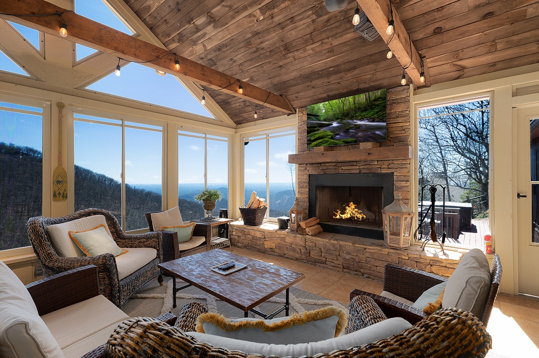 Big Sky - Sun Room Features a Woodburning Fireplace and Breathtaking Views