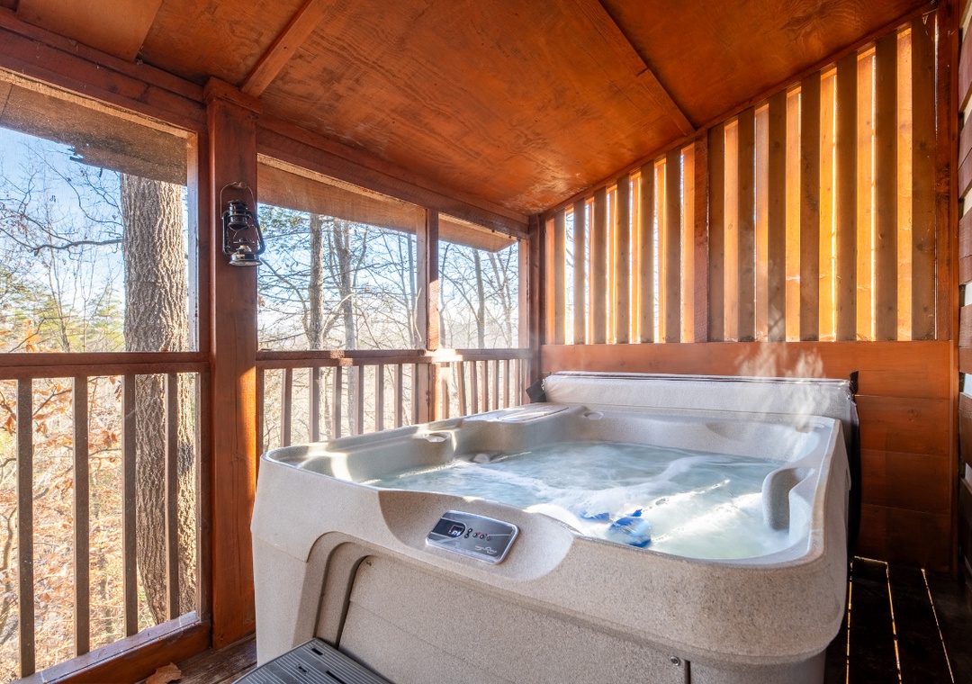 The Moose Den's bubbling hot tub