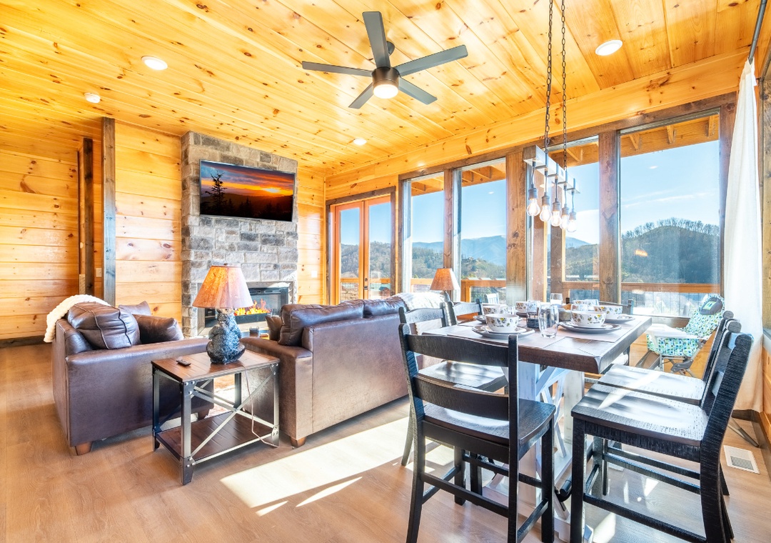 Smoky Peaks Pool Cabin's cozy living area