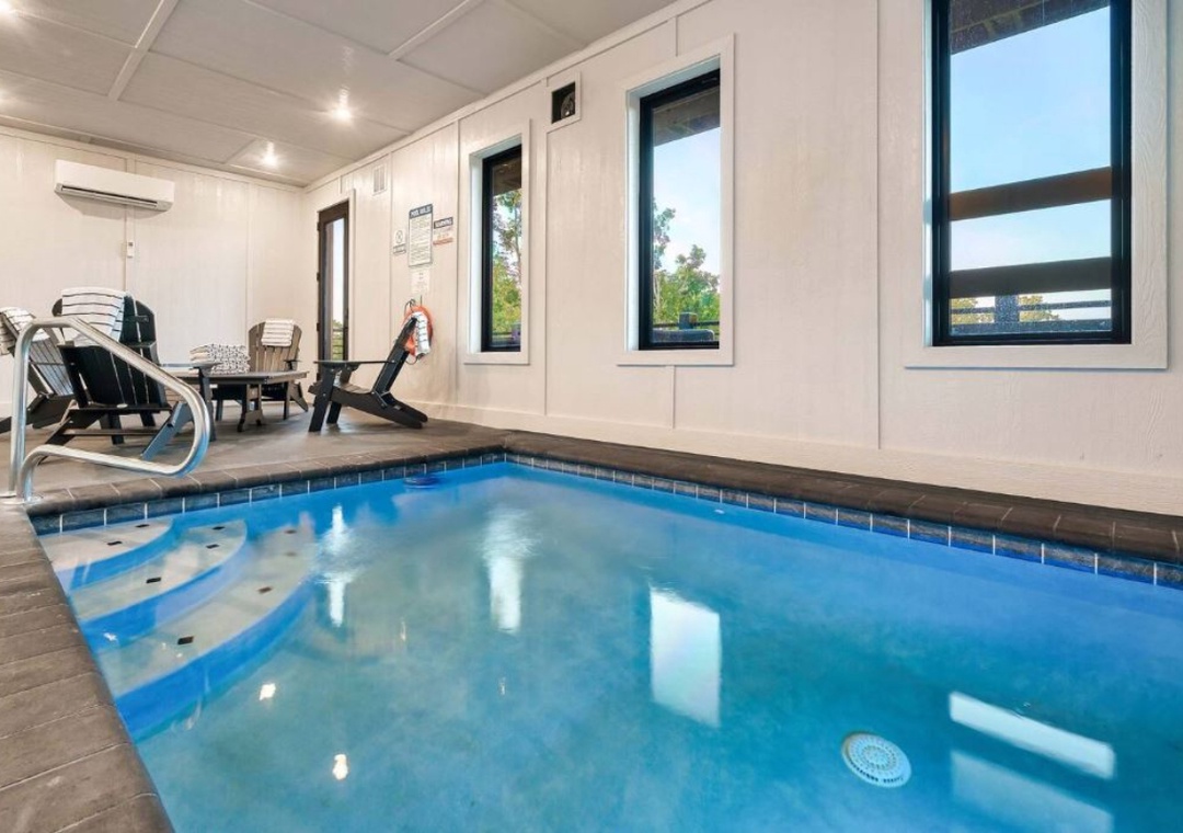 Dive into your private indoor oasis where crystal-clear waters await your morning swim or evening relaxation.