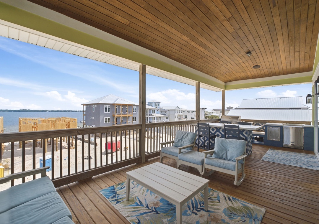 Enjoy the water views from the large covered porch