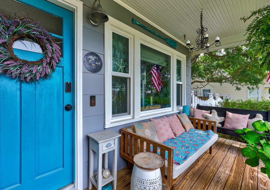 The Cottages @ The Porches | Front Porch with Bench