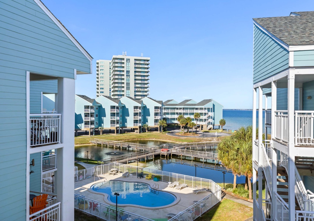 Pool and Sound views from the balcony