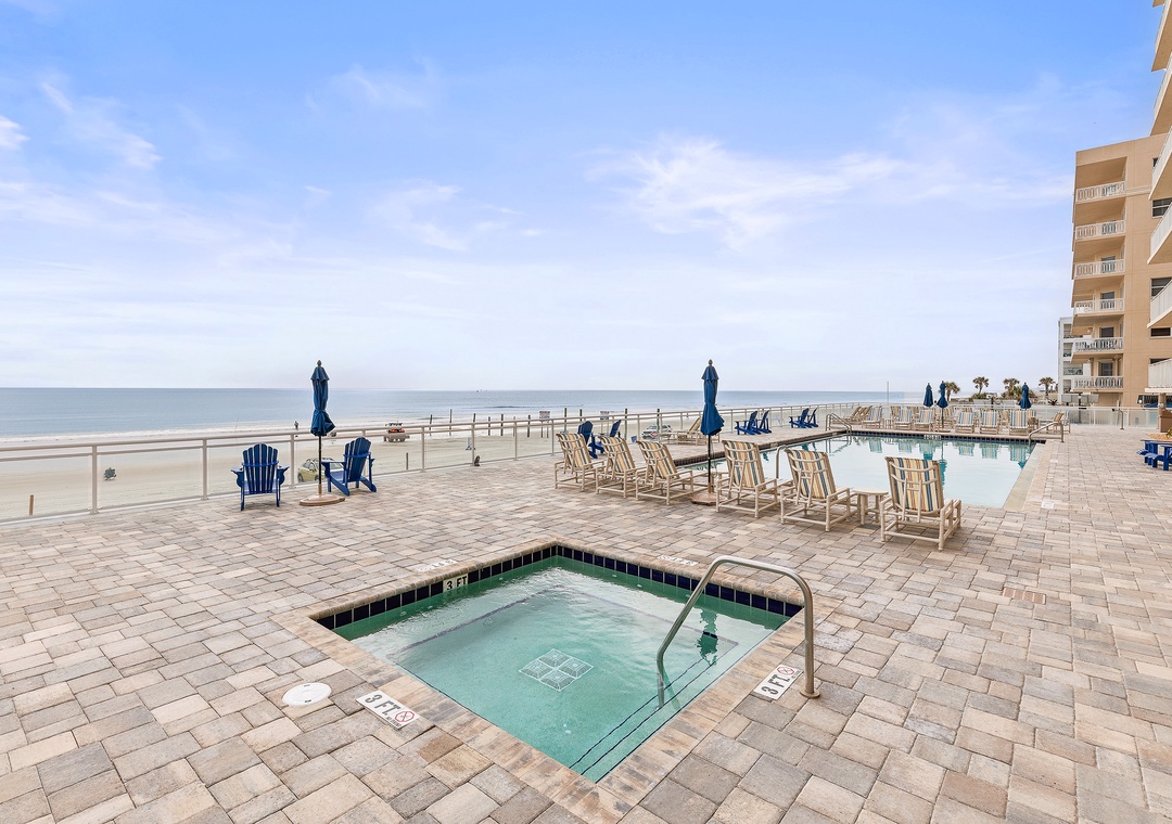 Beachfront Pool and Hot Tub