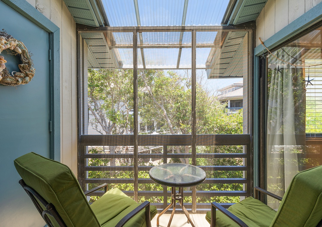 Enjoy the sea breeze on the screened balcony