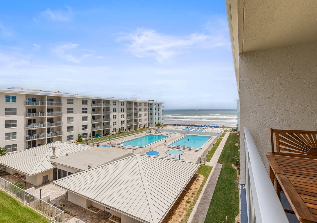 Balcony ocean and pool views