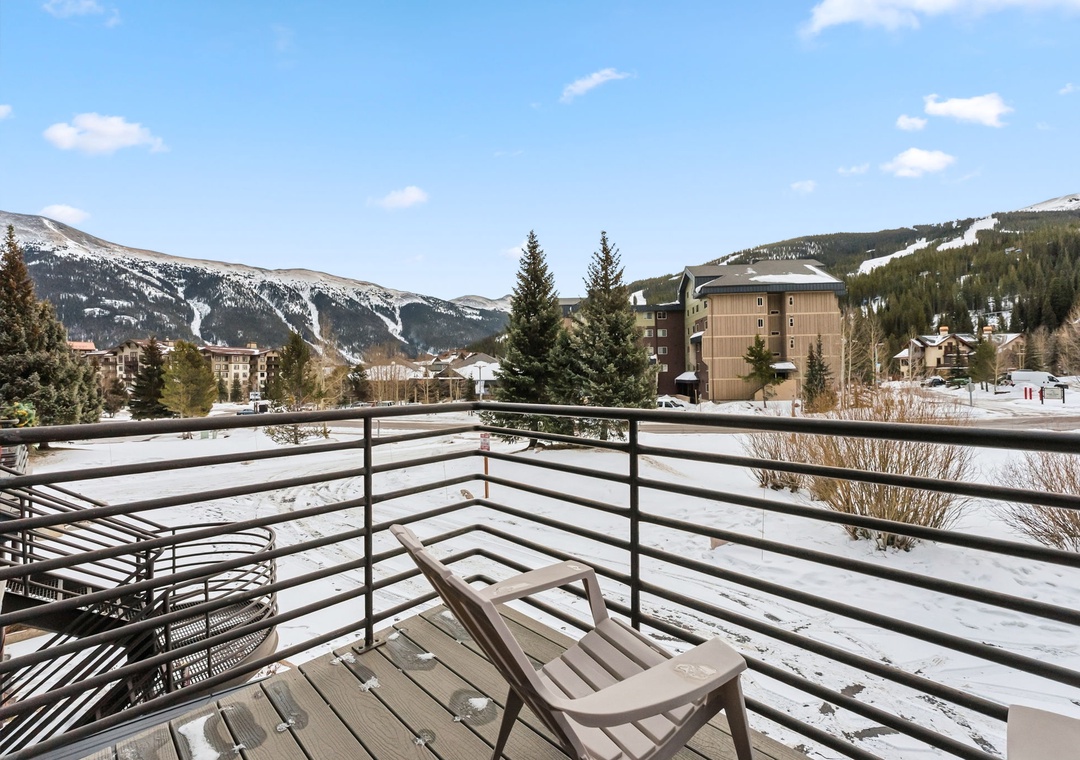 Step onto your private balcony and breathe in crisp mountain air while taking in stunning snowy peaks and ski slopes.