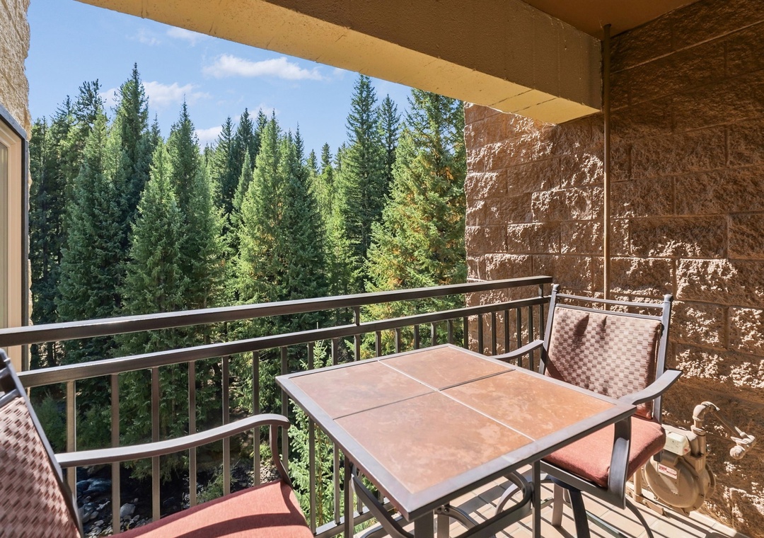 Step onto your private balcony and soak in the serene forest views stretching before you. Perfect for morning coffee or unwinding after a day of adventure.