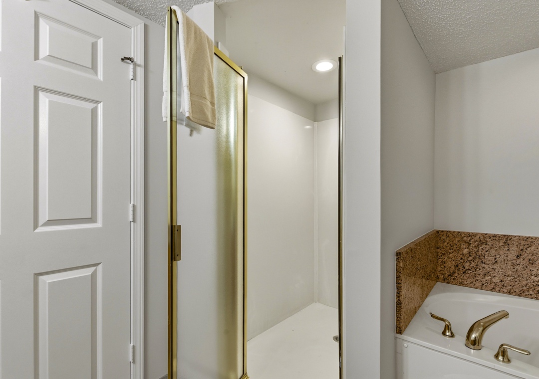 Walk-in shower in the primary bathroom