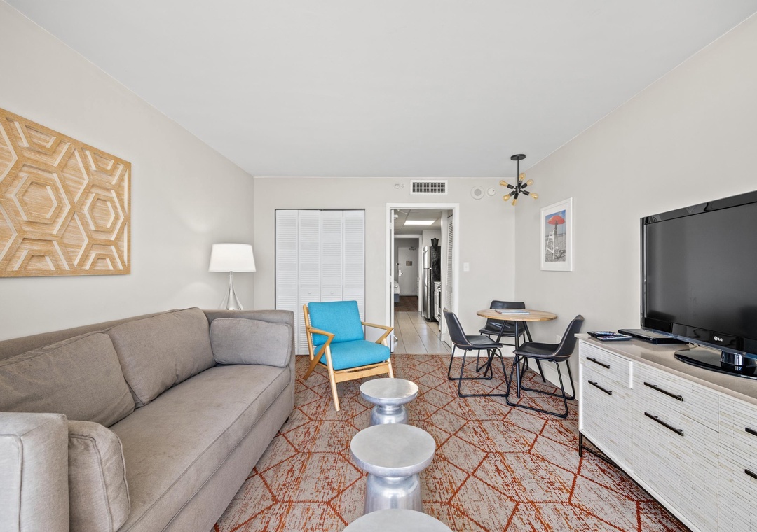 Relaxing lounge space with coastal vibe—kick off sandals and settle in.