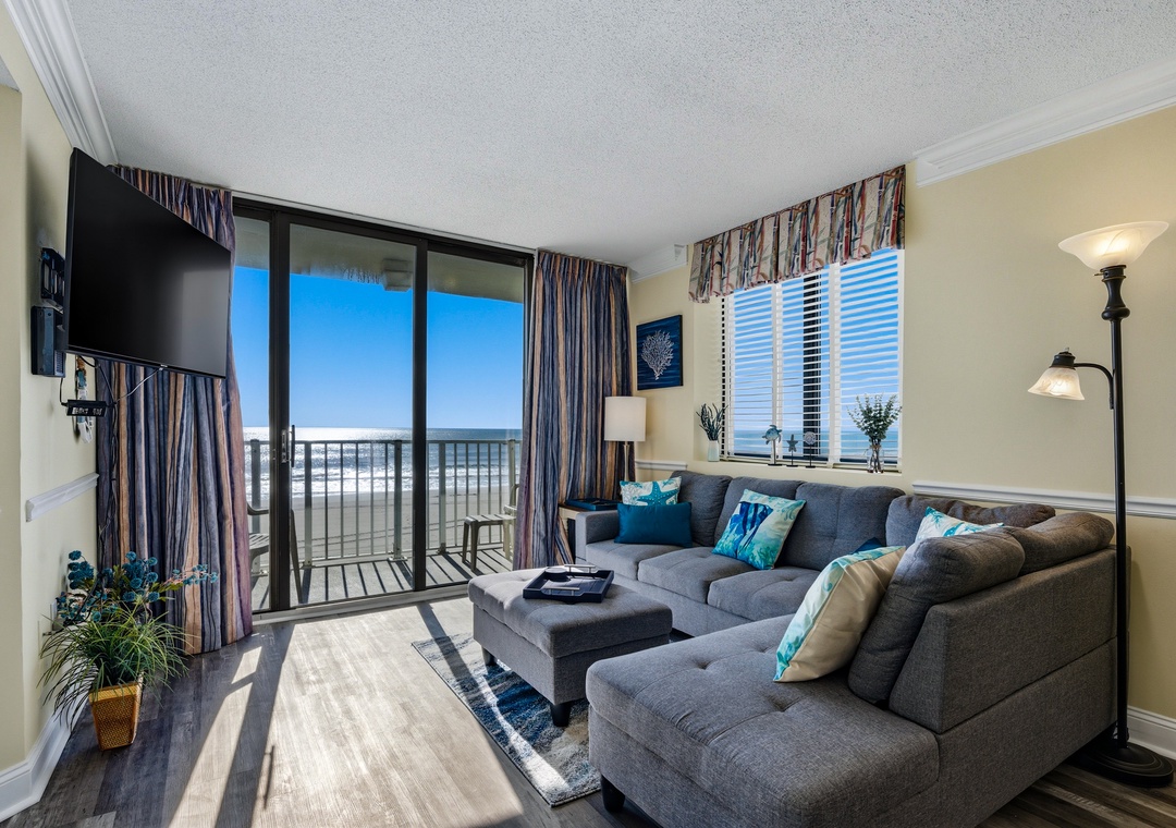 Cozy living room with great views