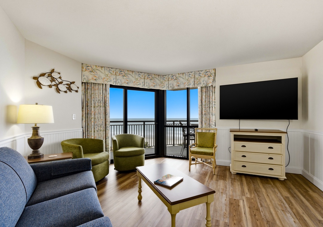 Living room area with ocean view