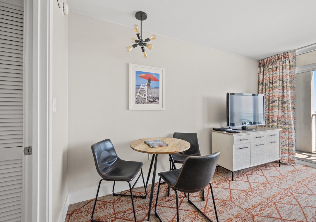 Coffee-ready counter space—start the day with a fresh cup before the beach