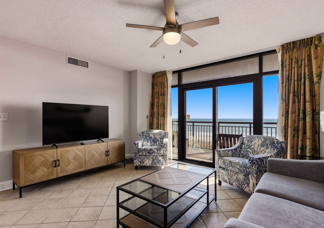 Living room with large flat-screen TV
