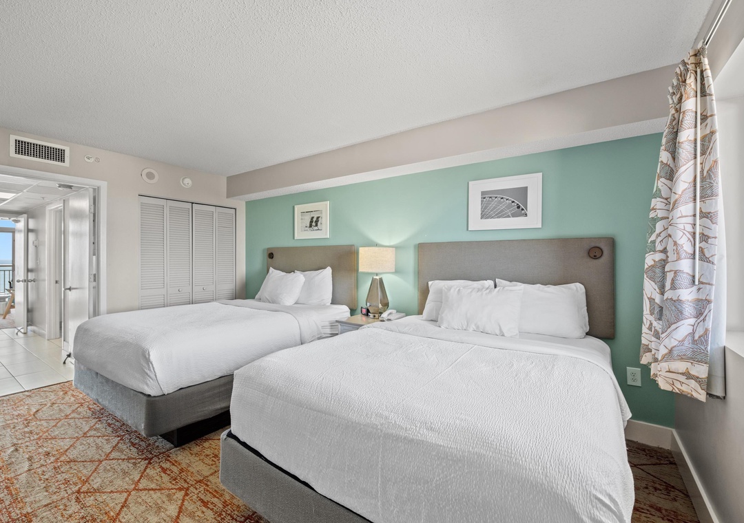 Comfortable bedroom with fresh bedding—quiet, cozy, and made for great sleep.