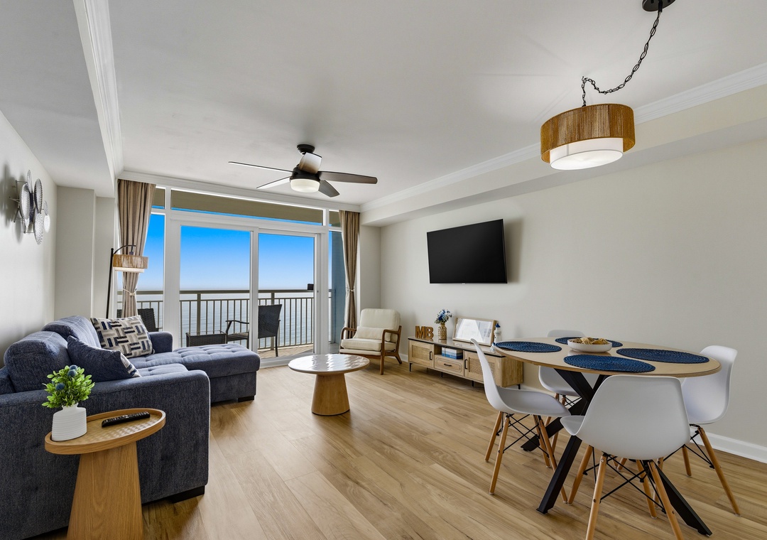 Living room with large flat-screen TV