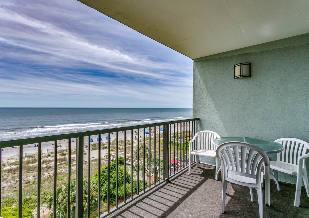 Private balcony overlooking the ocean