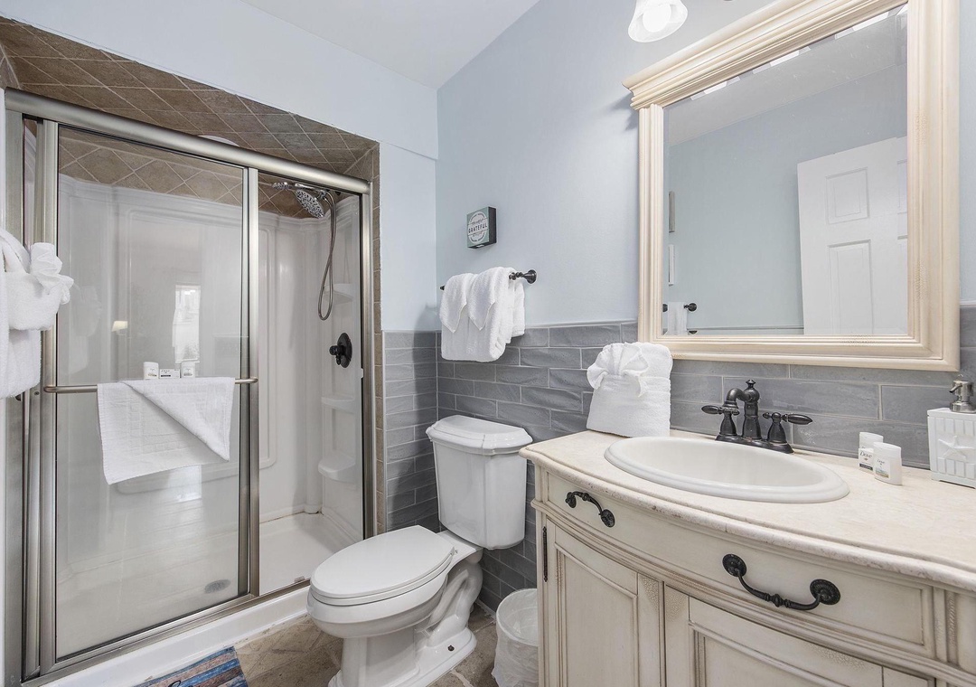 Primary bathroom with walk-in shower