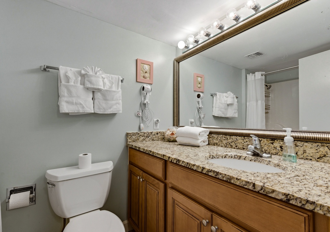 Renovated guest bathroom.