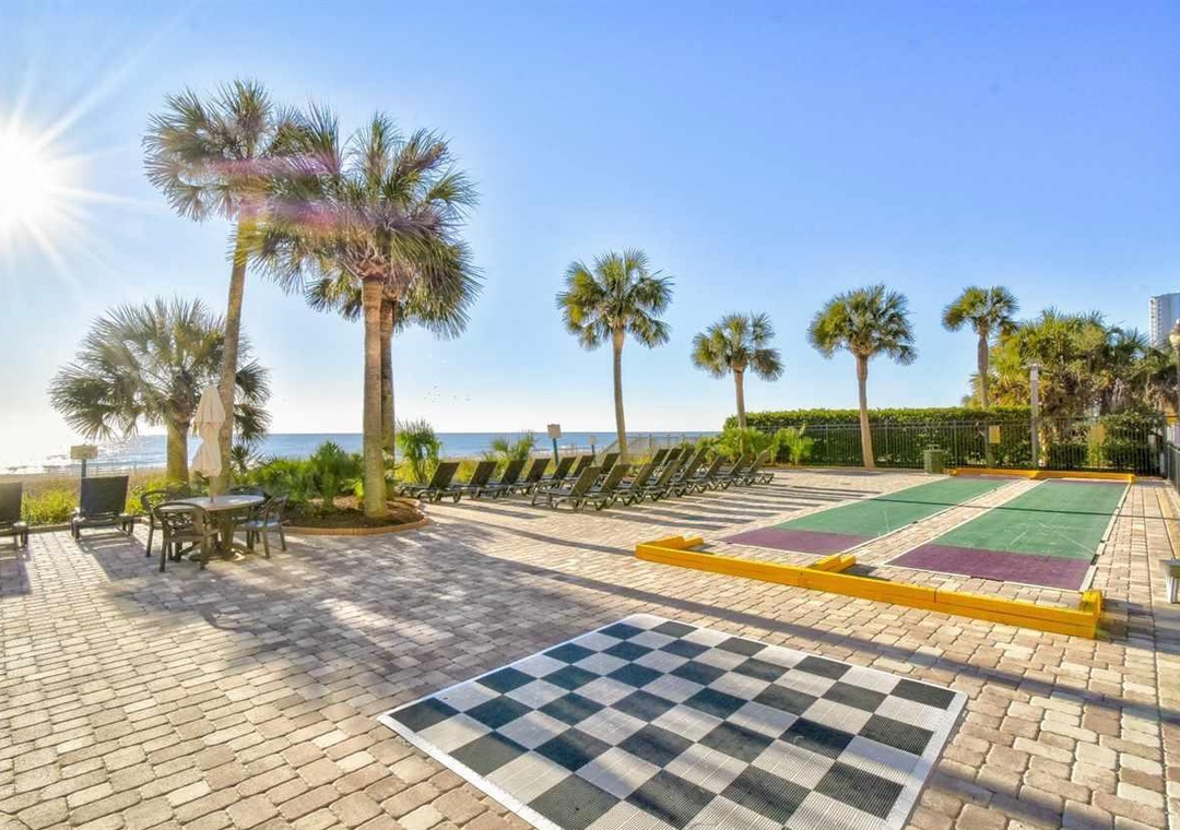 Yard games on the pool deck.