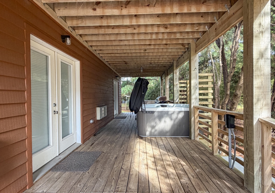Deck with Hot Tub, Gas Grill and Entrance, First Floor