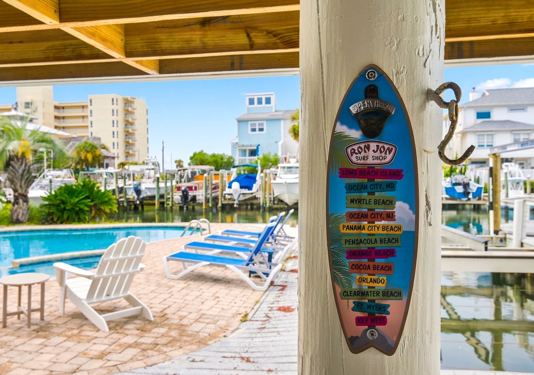 Beachy decor by the pool
