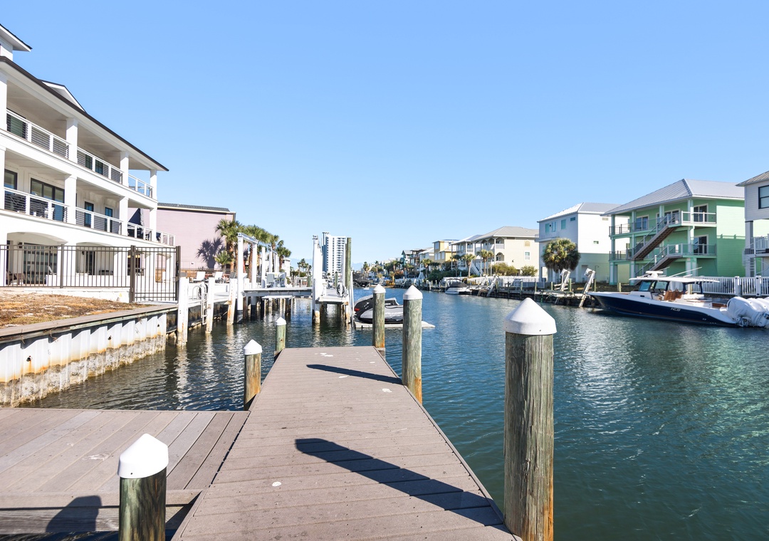 Private boat dock right on the canal