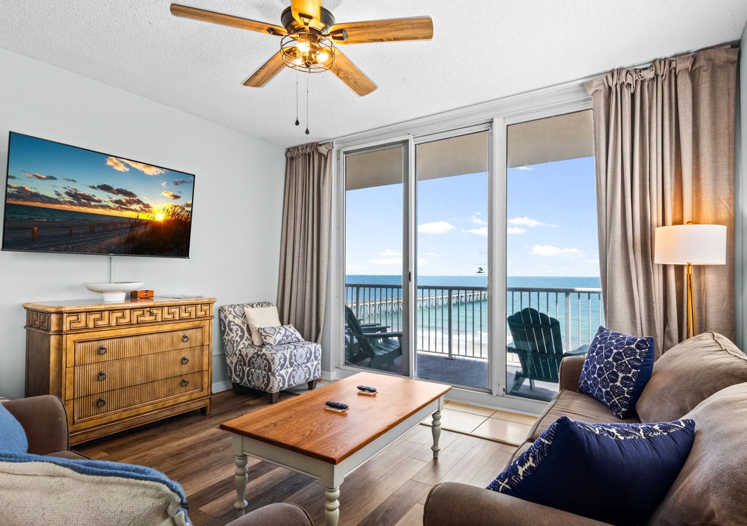 Living room with Gulf views