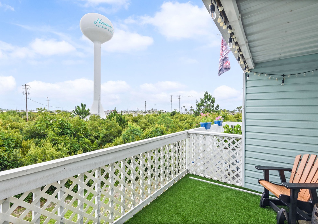 Private balcony with water tower views