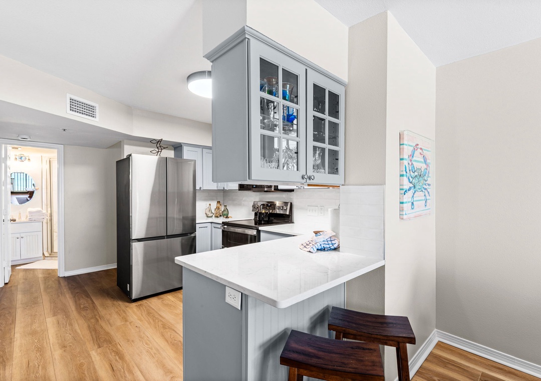 Eat-in kitchen bar seating for two