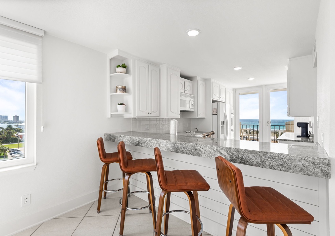 Eat-in kitchen bar seating for four
