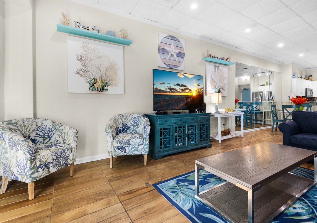 Large flat-screen TV in the living room