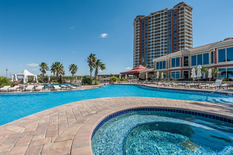 Outdoor pool and hot tub