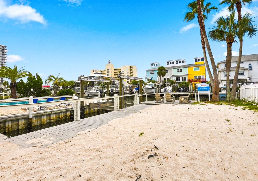 Beach area by the boat slip