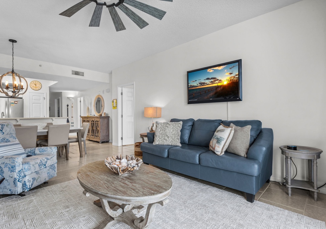 Relax with a movie on the flat-screen TV