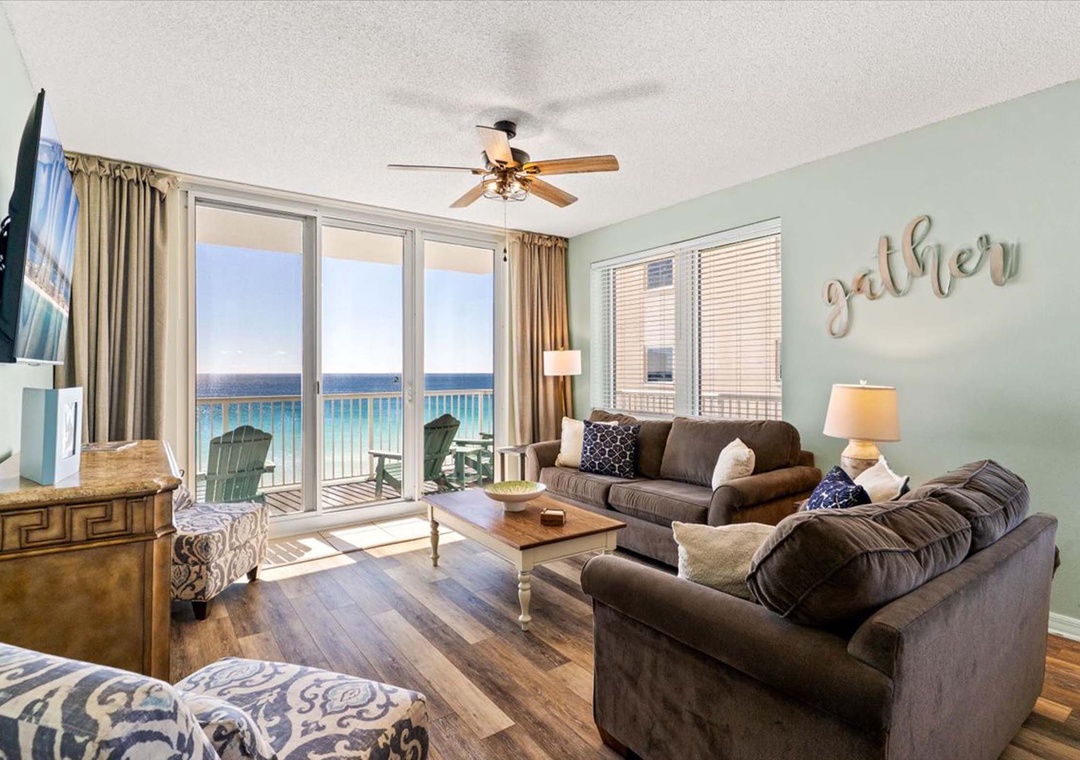 Living room with Gulf views