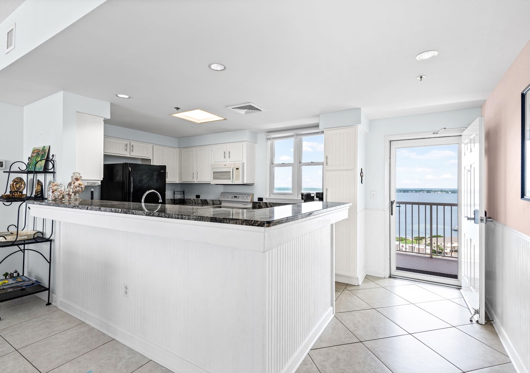 Kitchen and sound-side balcony