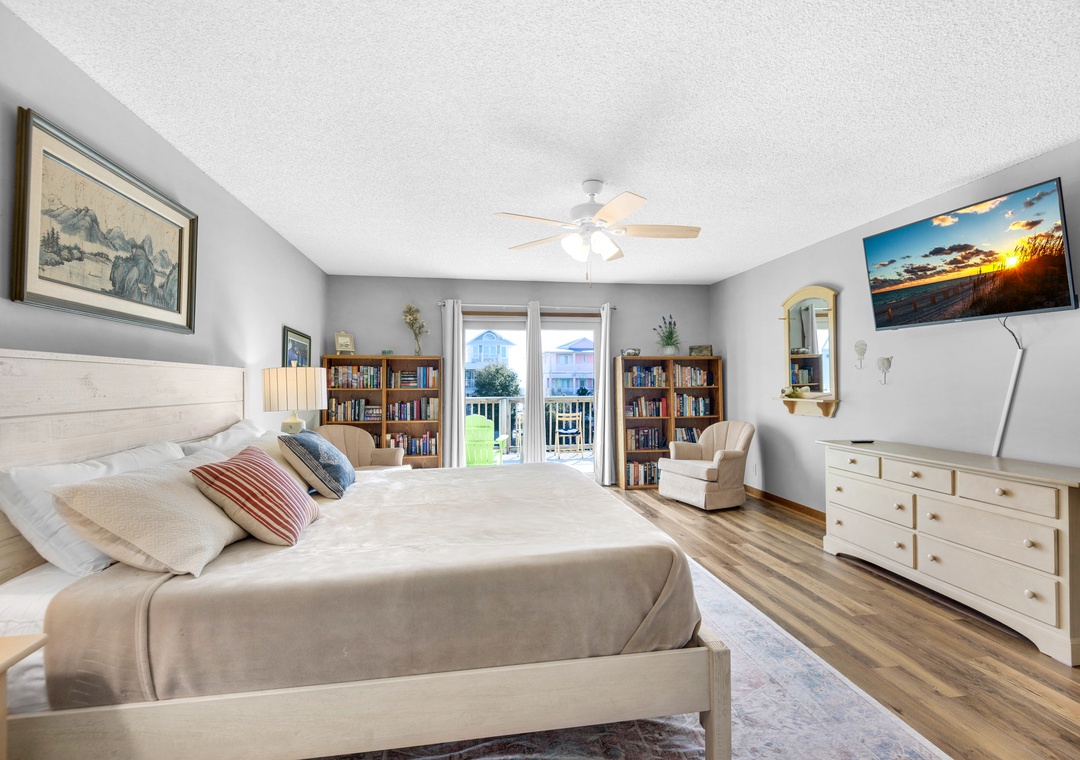 Second floor king primary suite with private balcony