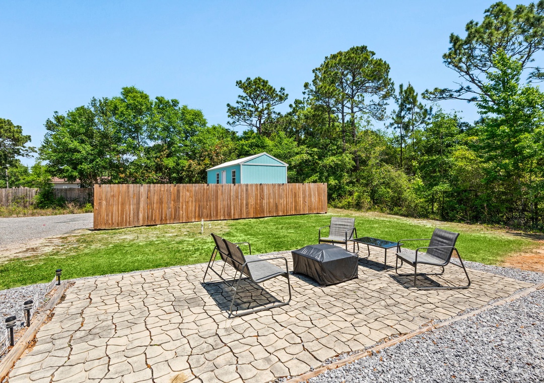 Outdoor seating by the fire pit