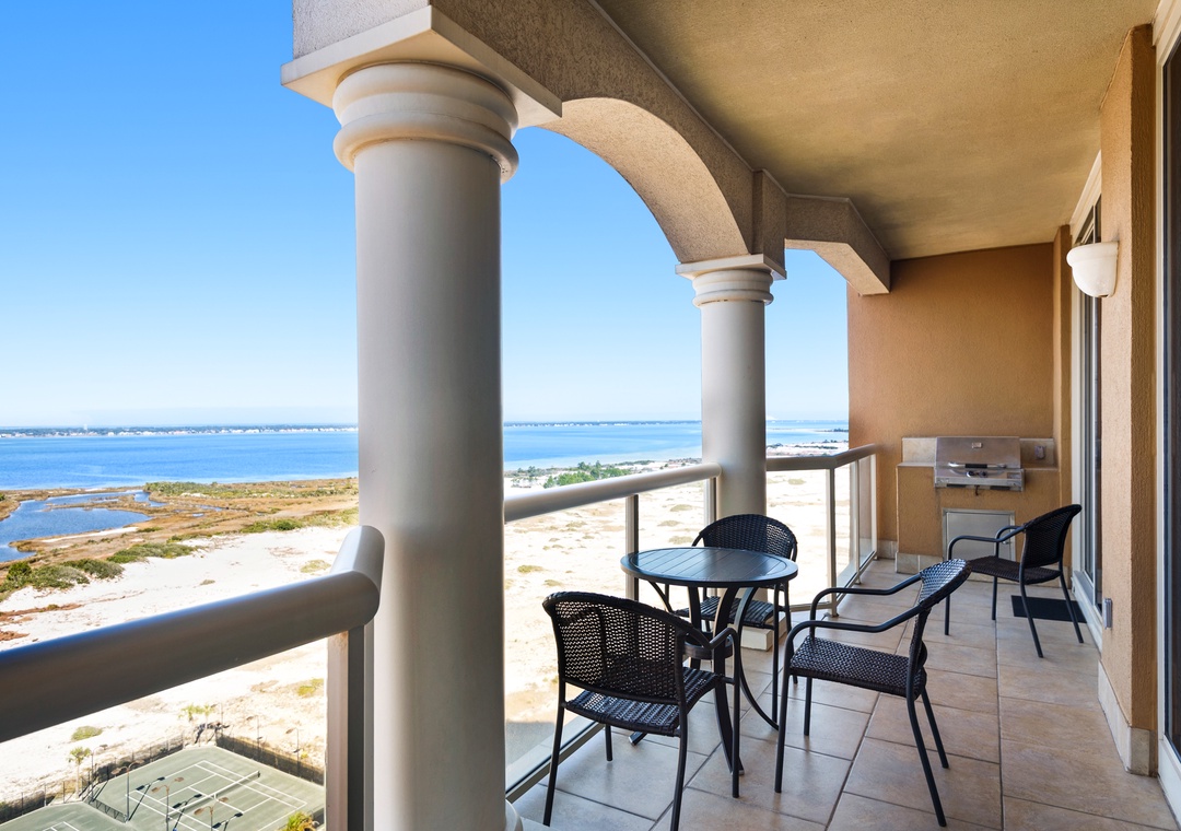 Private balcony with gorgeous Sound views