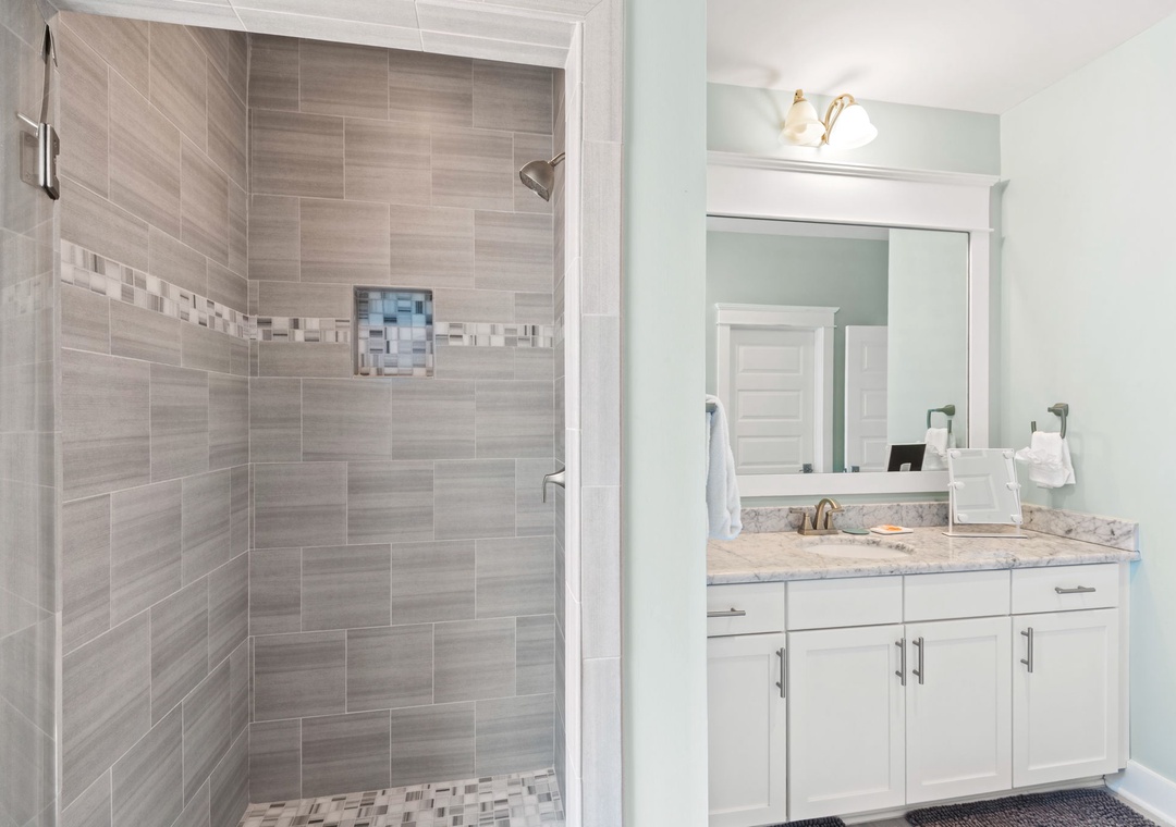 Second floor guest bathroom with walk-in shower