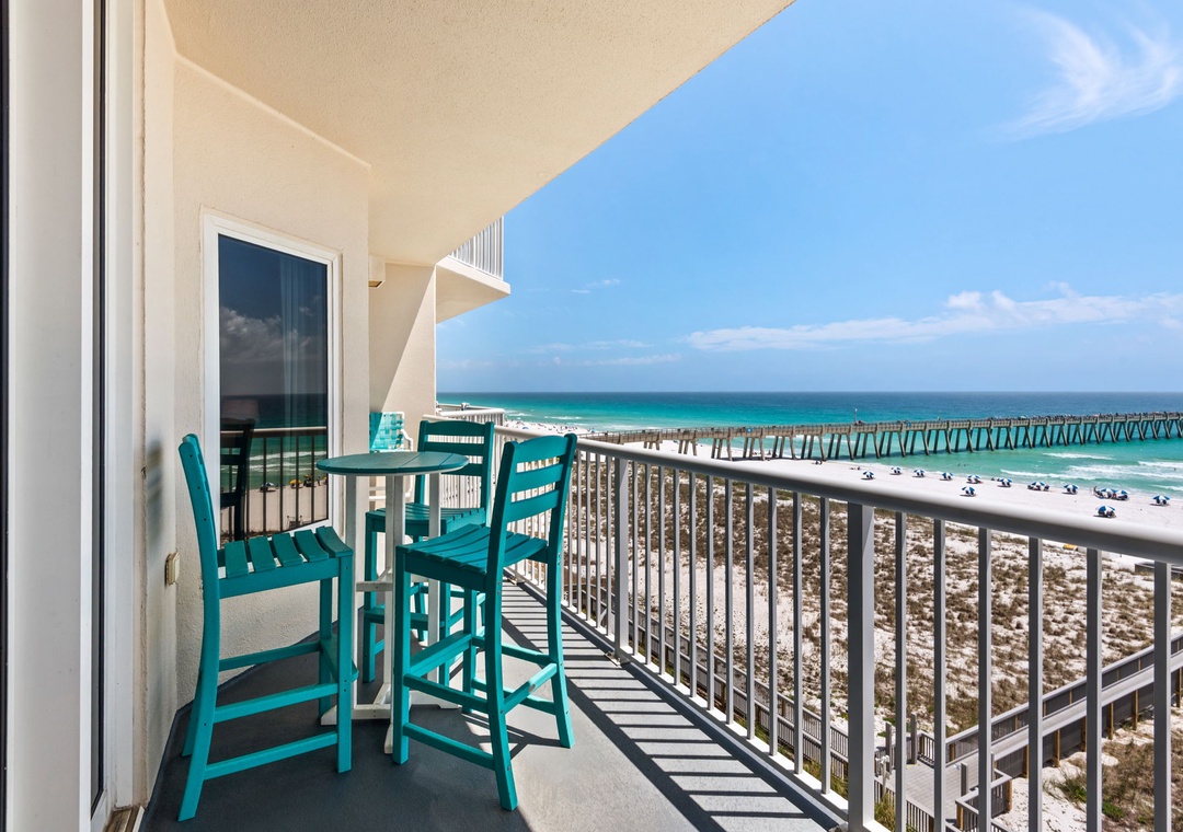 Private balcony with beach views