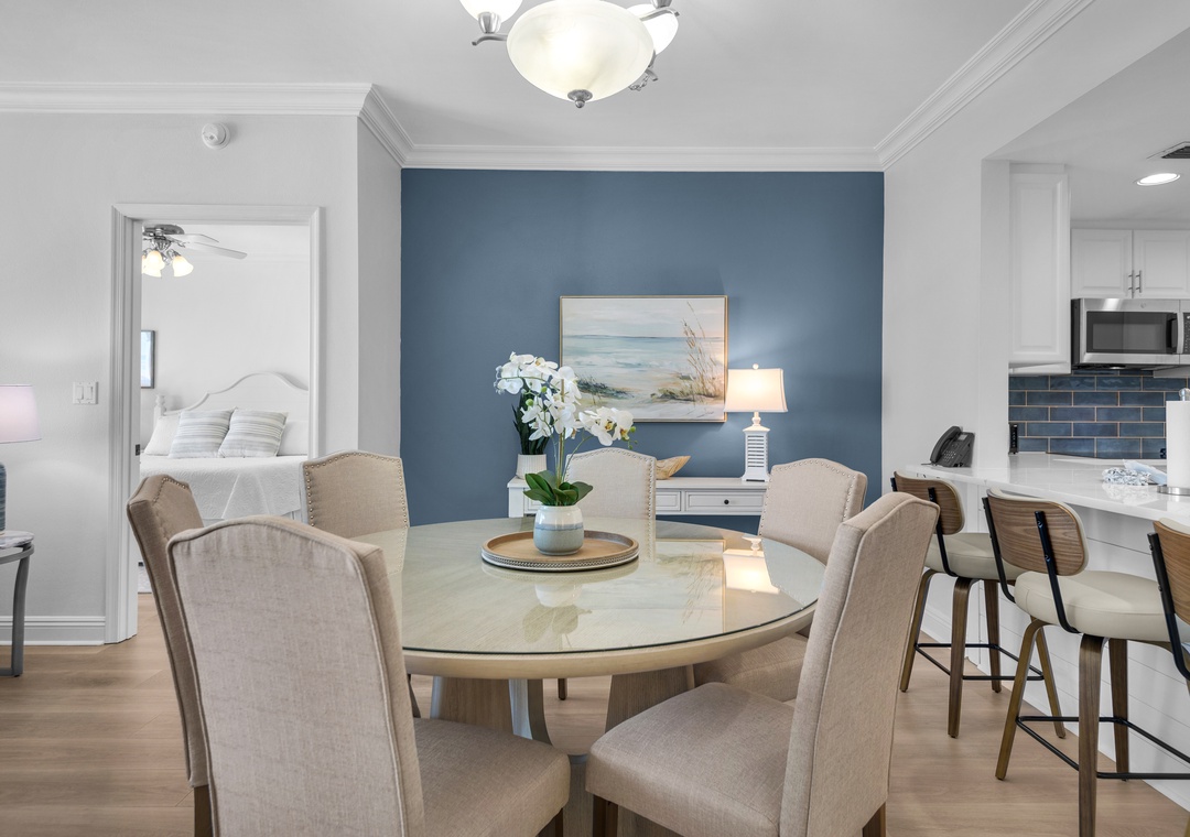 Enjoy a meal at the dining table