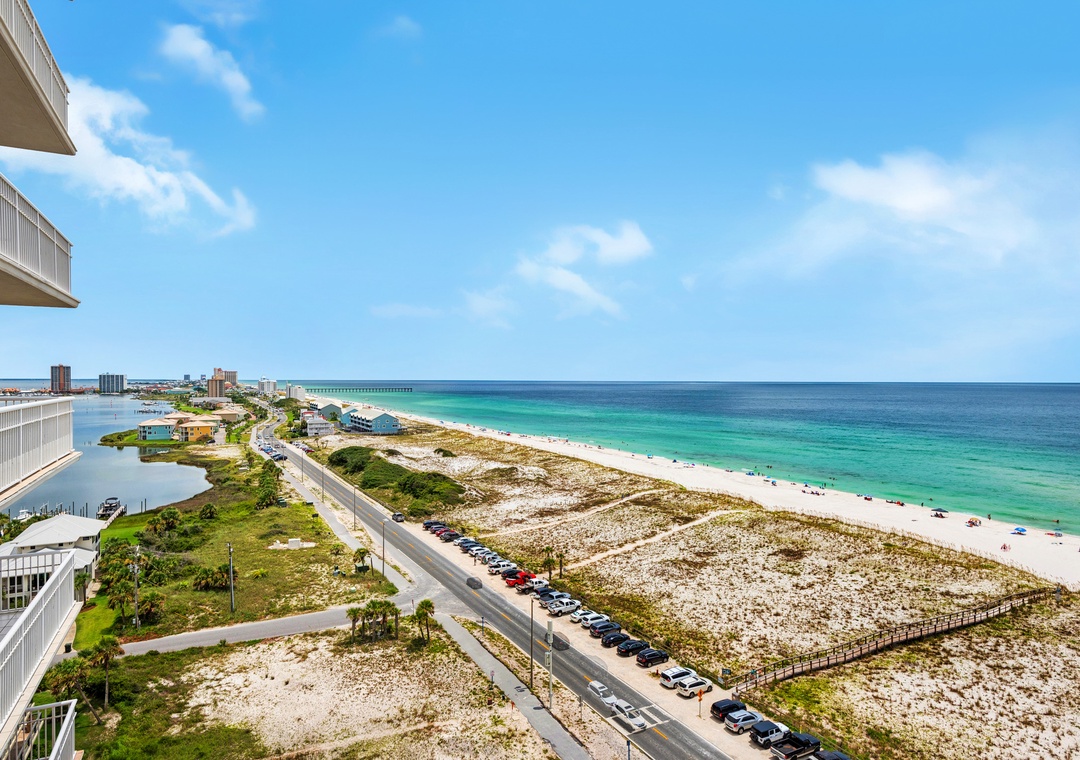 Beach and bay views from the balcony